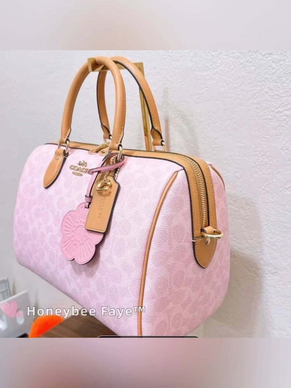 🌸 NWT Coach Rowan Large Satchel in Signature Canvas – Powder Pink (CEA19) 🌸